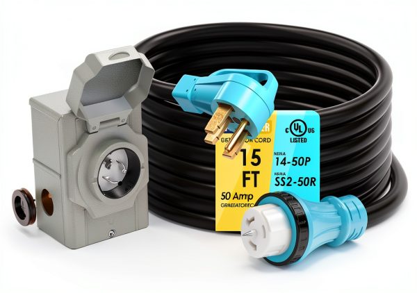 50 Amp Generator Cord CircleRiver 15FT Inlet Box-0