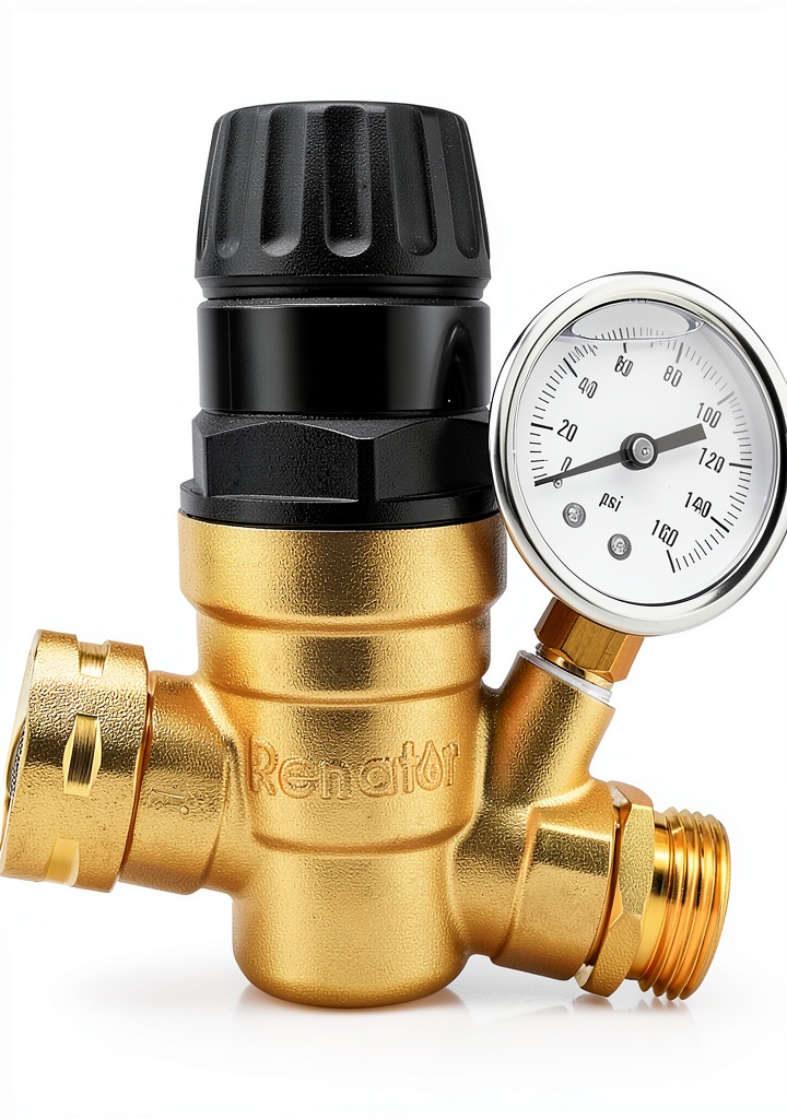 Installing Renator Brass RV Water Pressure Regulator on a wooden workbench