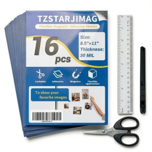 Magnetic Sheets with Adhesive Backing,8.5" x 11"(Pack of 16),30 mil Thick Cuttable Flexible Magnet Sheets for DIY Crafts,Photos and Stickers,Magnetic Paper with Strong Self Adhesive-0