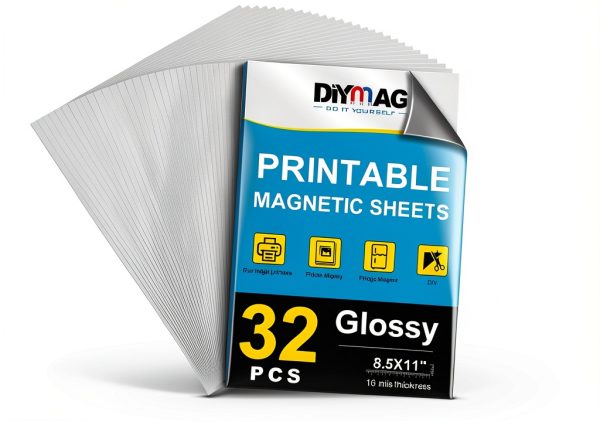 DIYMAG Printable Magnetic Sheets 32Pcs 8.5x11 Inkjet Magnet Paper-0