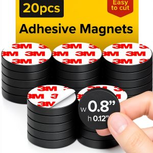 X-bet MAGNET Flexible Magnets 20pcs 0.8"x0.12" Black Adhesive Dots-0