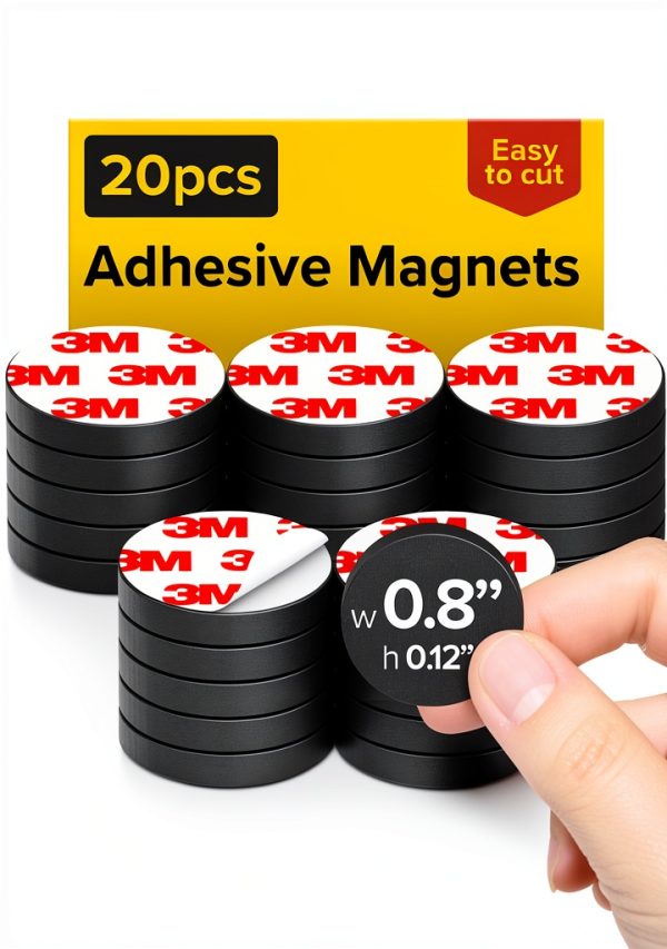 X-bet MAGNET Flexible Magnets 20pcs 0.8"x0.12" Black Adhesive Dots-0