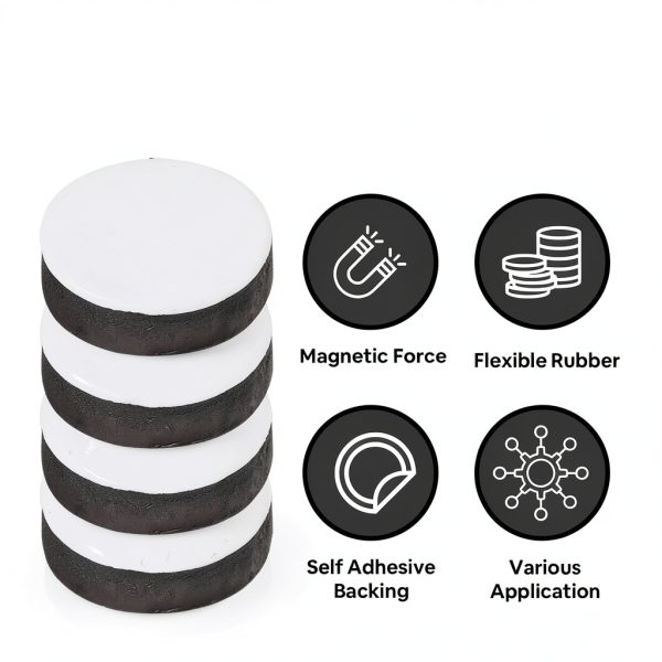 BYKES 3/4 x 3/16 Inch Flexible Self Adhesive Magnets 54 Count Black-3