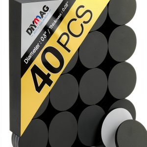 DIYMAG Magnetic Dot 40Pcs Self‑Adhesive Round Magnet Sheet 0.8×0.08in-0