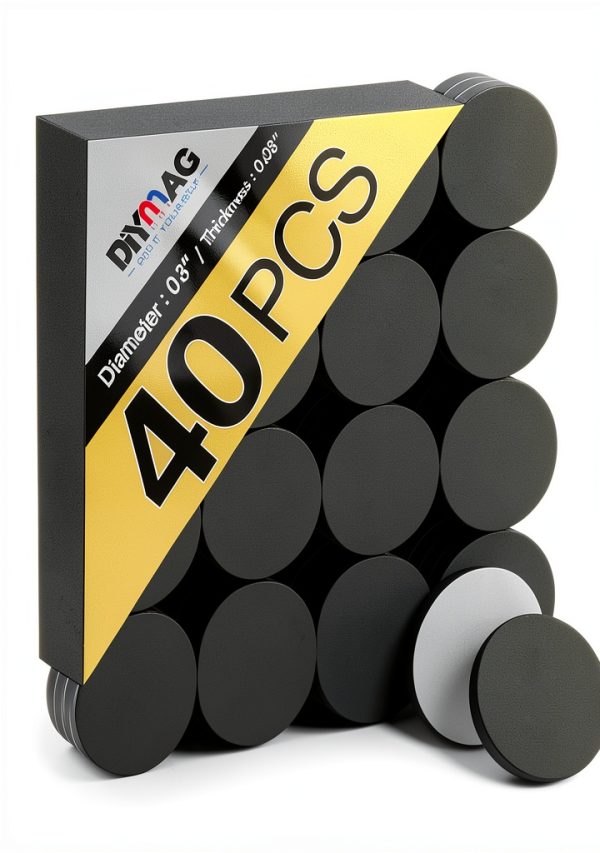 DIYMAG Magnetic Dot 40Pcs Self‑Adhesive Round Magnet Sheet 0.8×0.08in-0